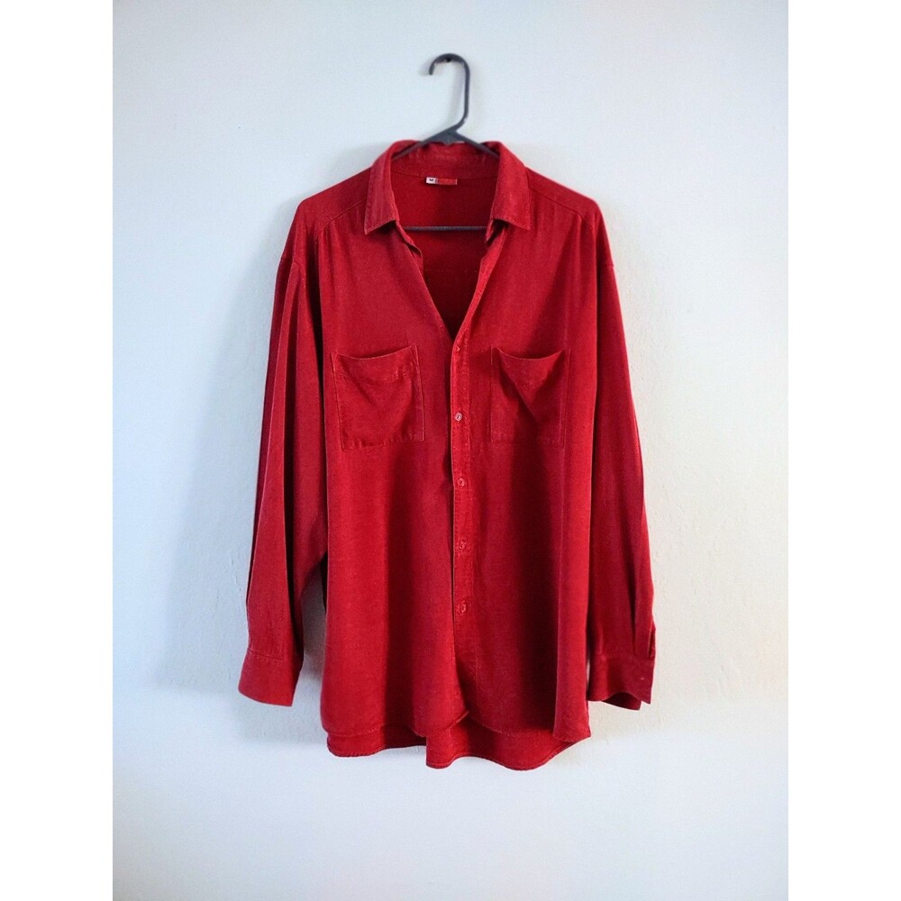 Vintage Tianello Men's Maroon Long Sleeve Button Front Shirt
